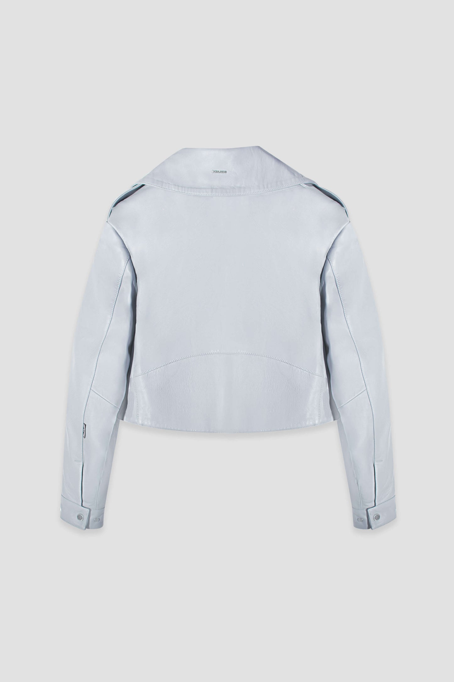 Cropped Blouson: Celestial Blue Leather Jacket