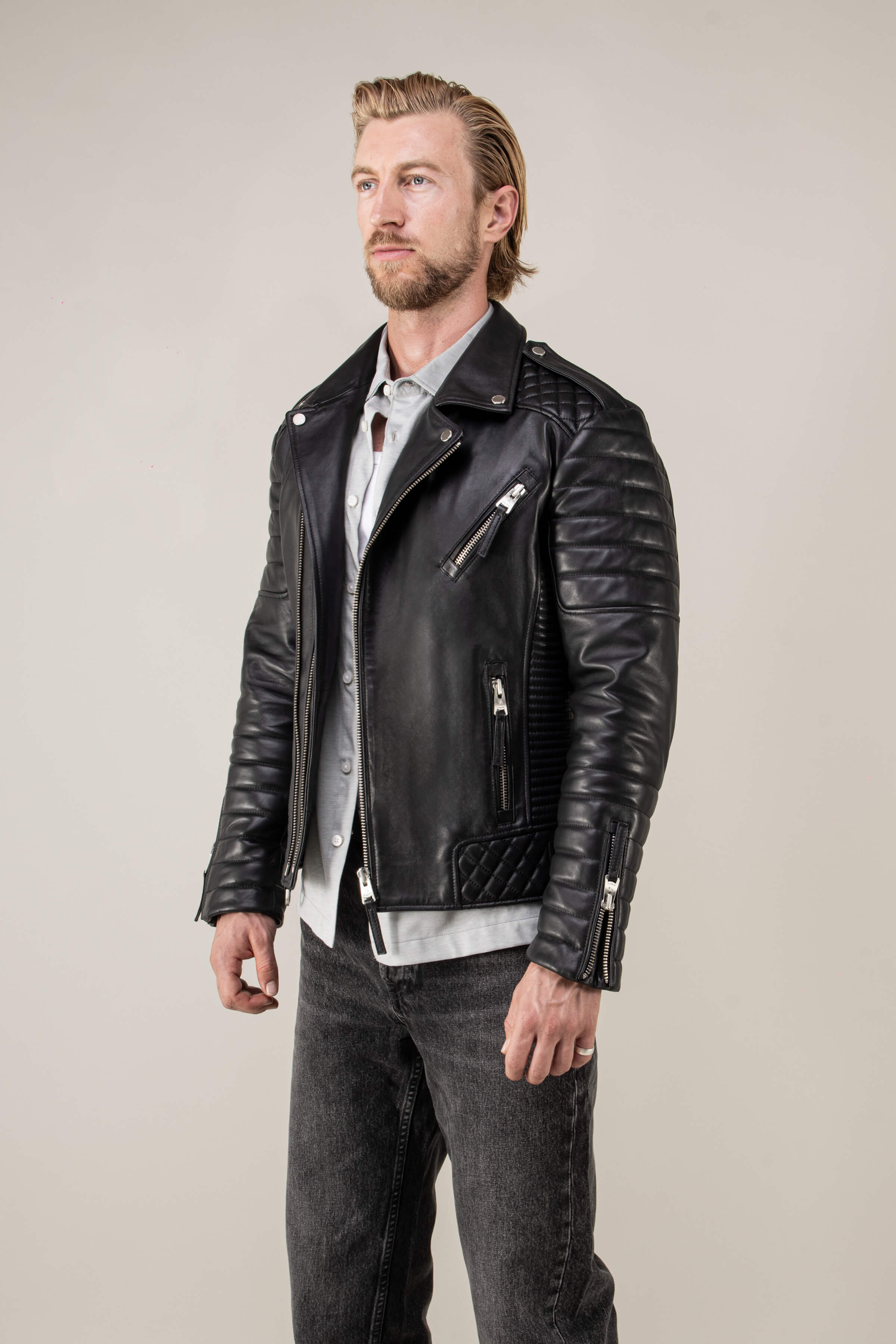 Kay Michaels: V Fit Leather Jacket BODA SKINS - Main Image