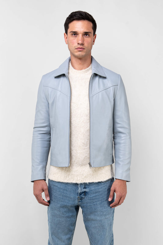 Hendrix: Celestial Blue Leather Jacket