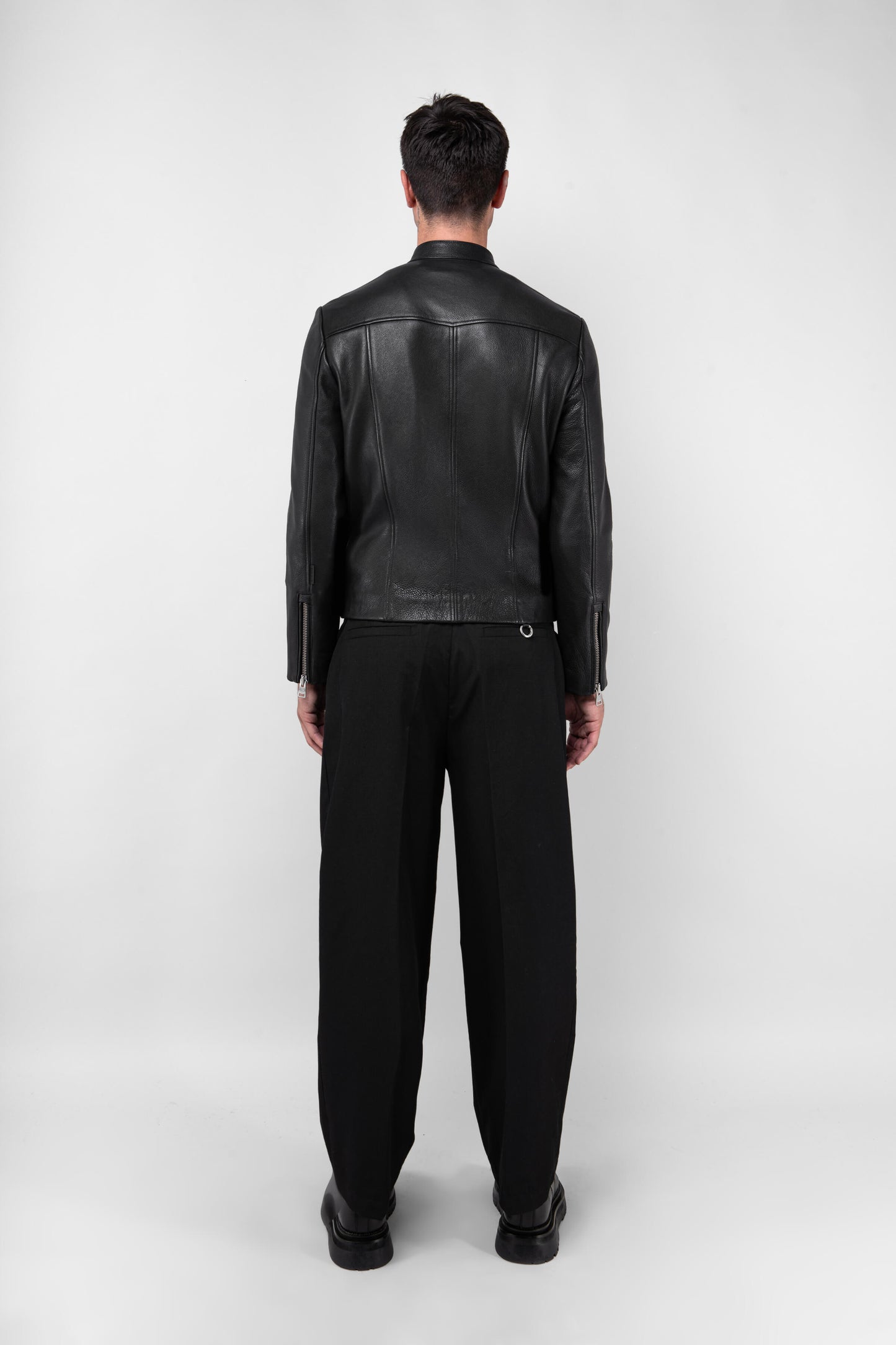 Refined Racer Collarless Leather Jacket