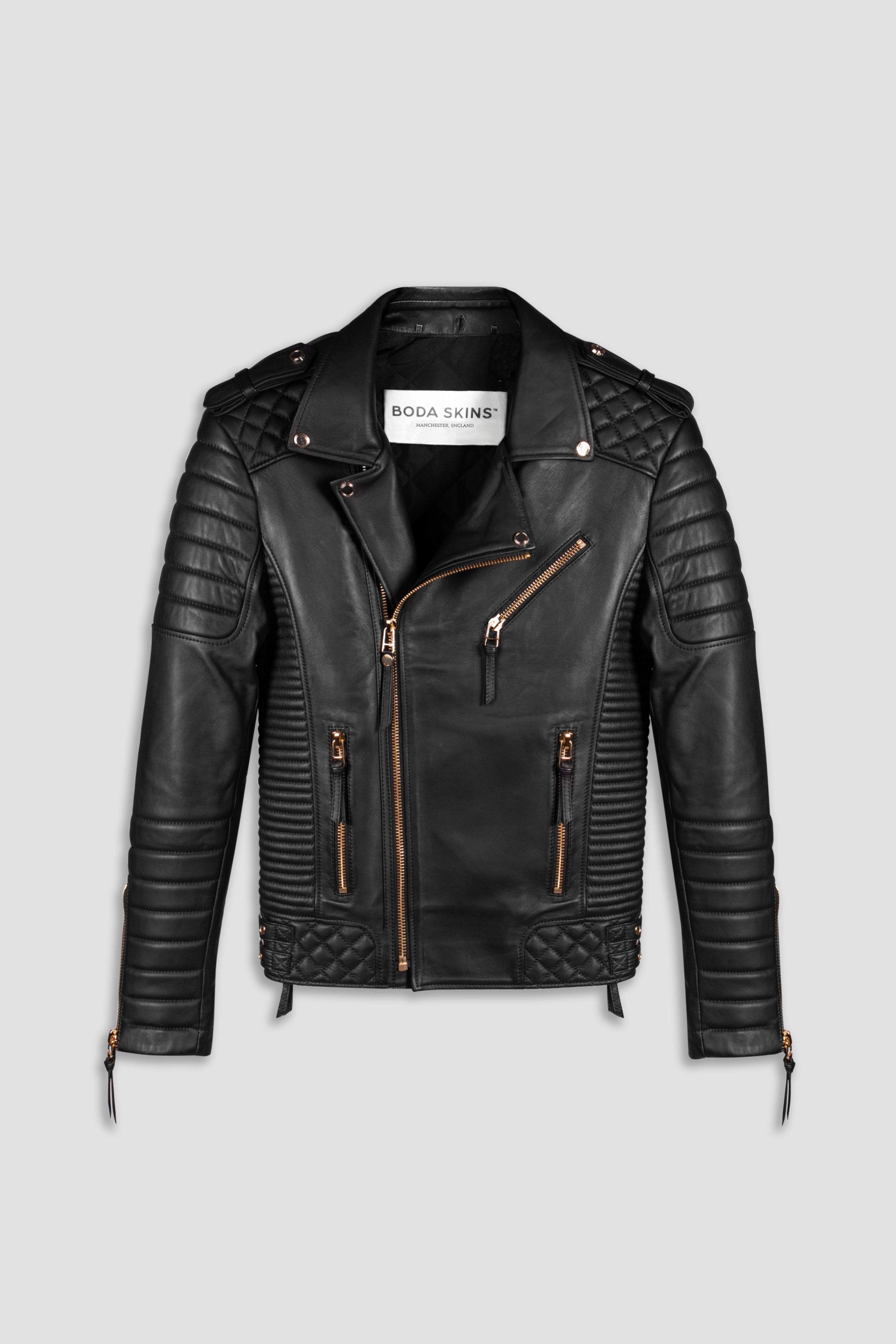 Men's Tall Kay Michaels: Leather Jacket with Gold Hardware BODA