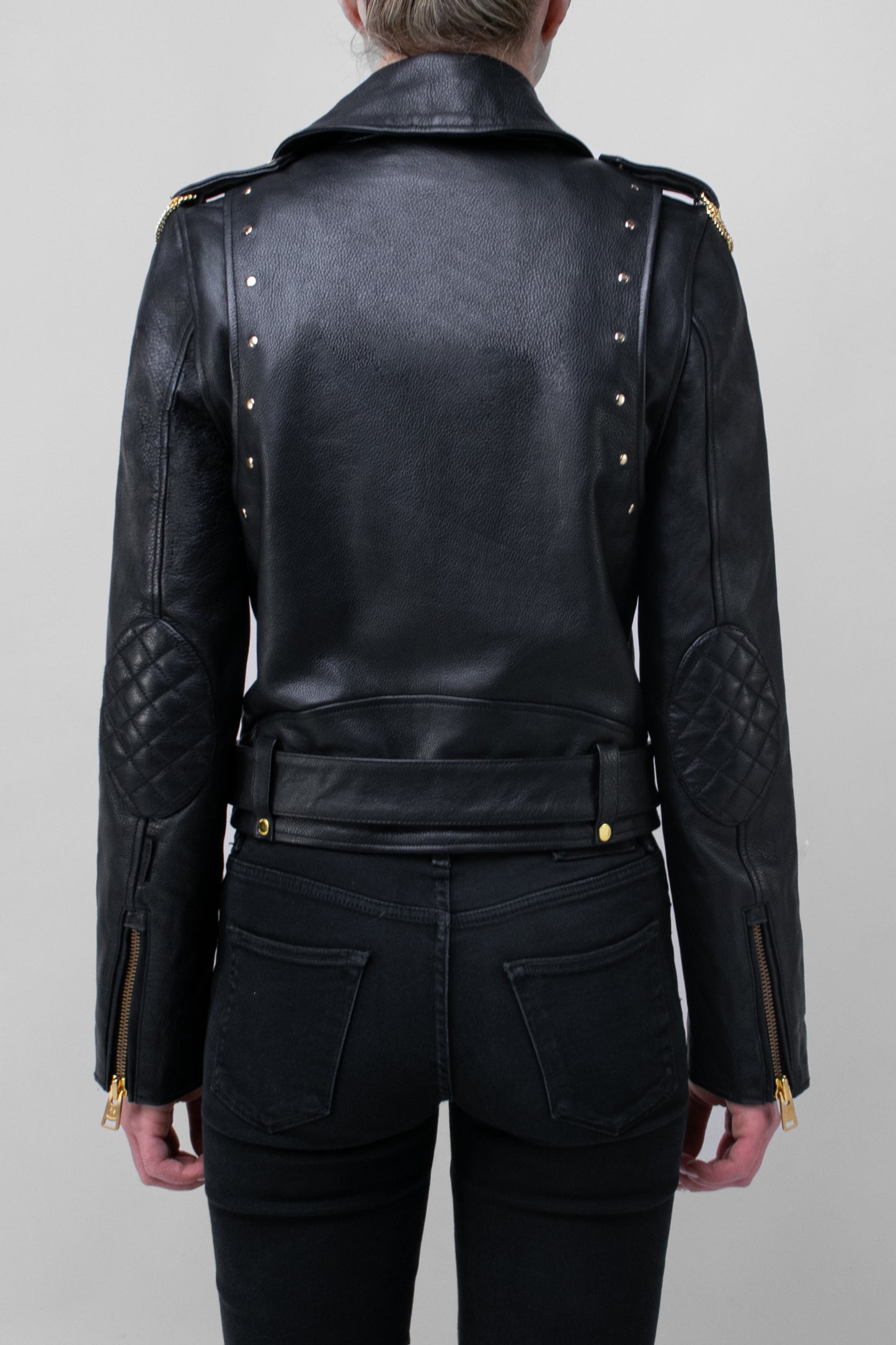 WOMENS BIKER LEATHER JACKET TALL