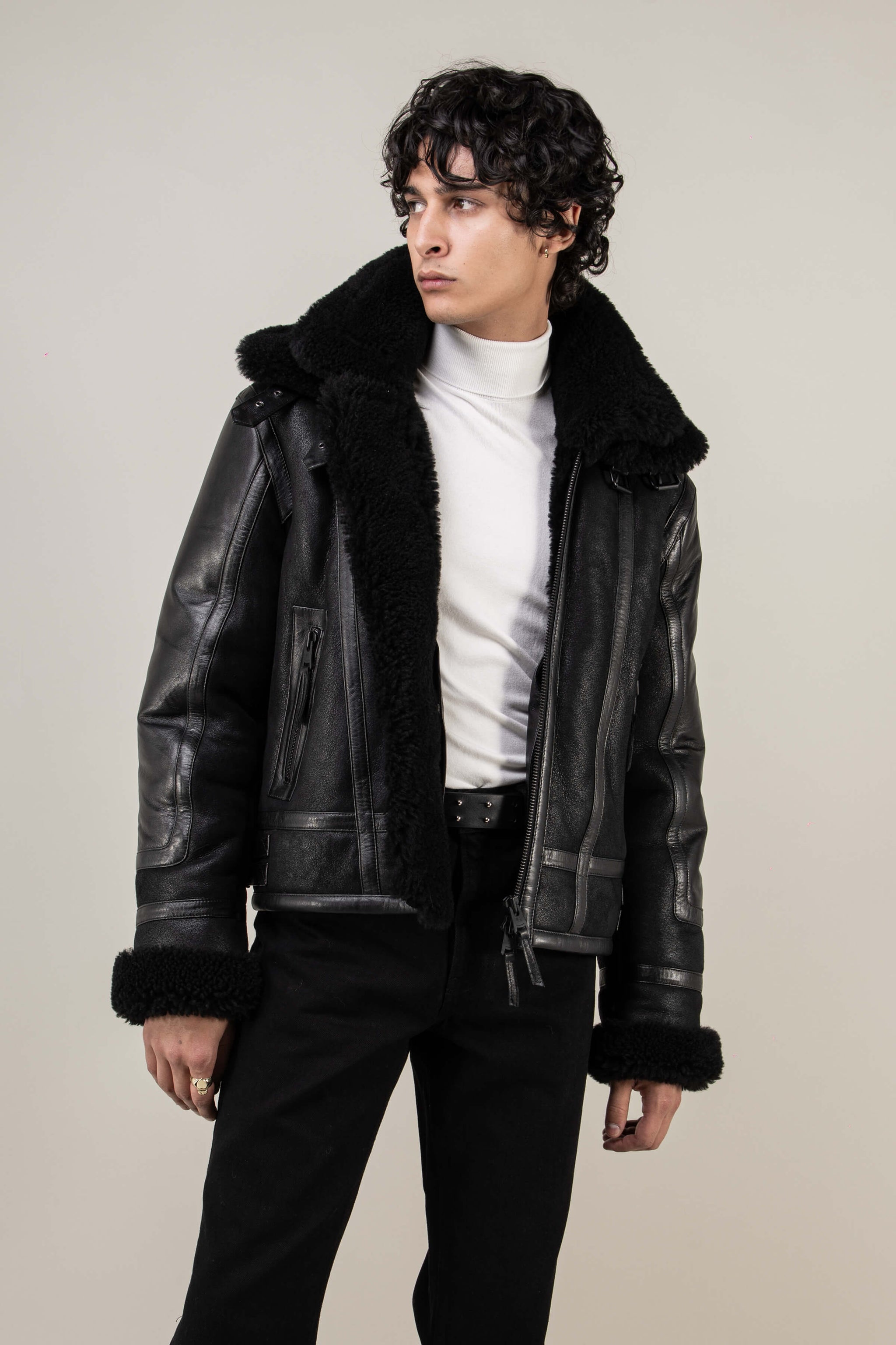 Bronx: Noir Shearling Jacket (Man) – BODA SKINS