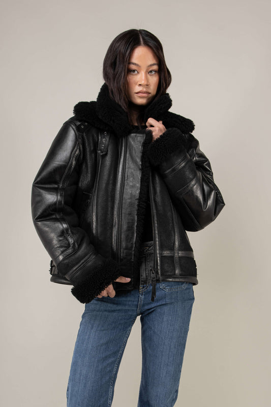 Bronx: Noir Shearling Jacket (Woman)