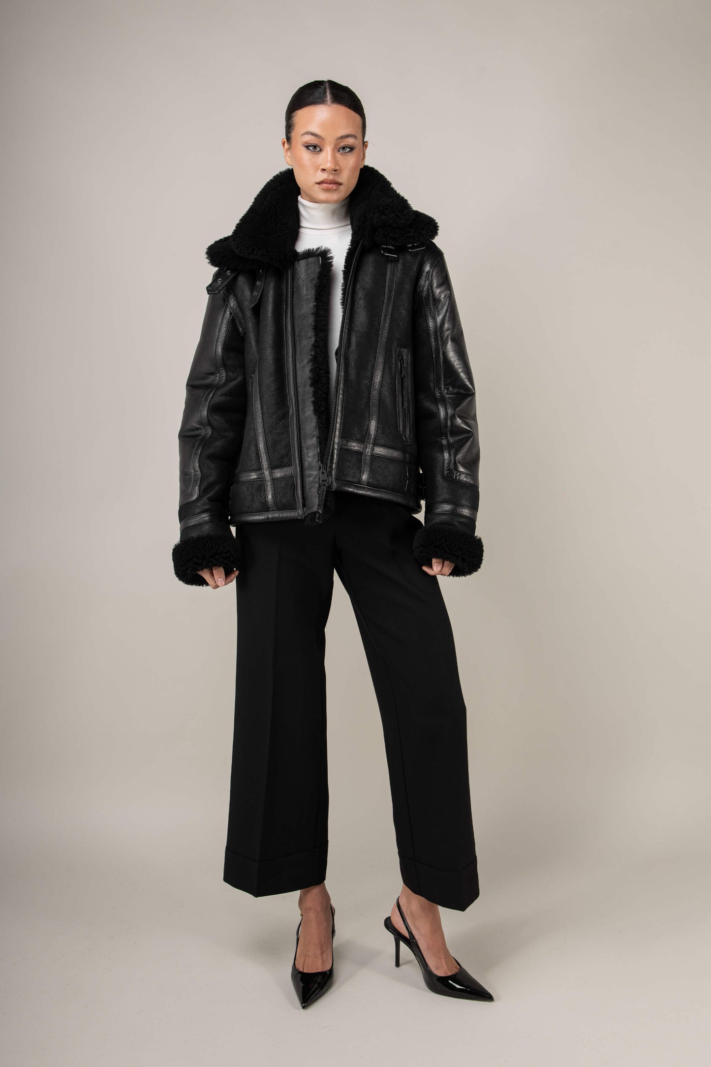 Bronx: Noir Shearling Jacket (Woman)