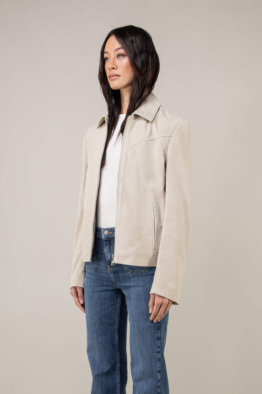 Hendrix: Sandstone Suede Leather Jacket (Woman)