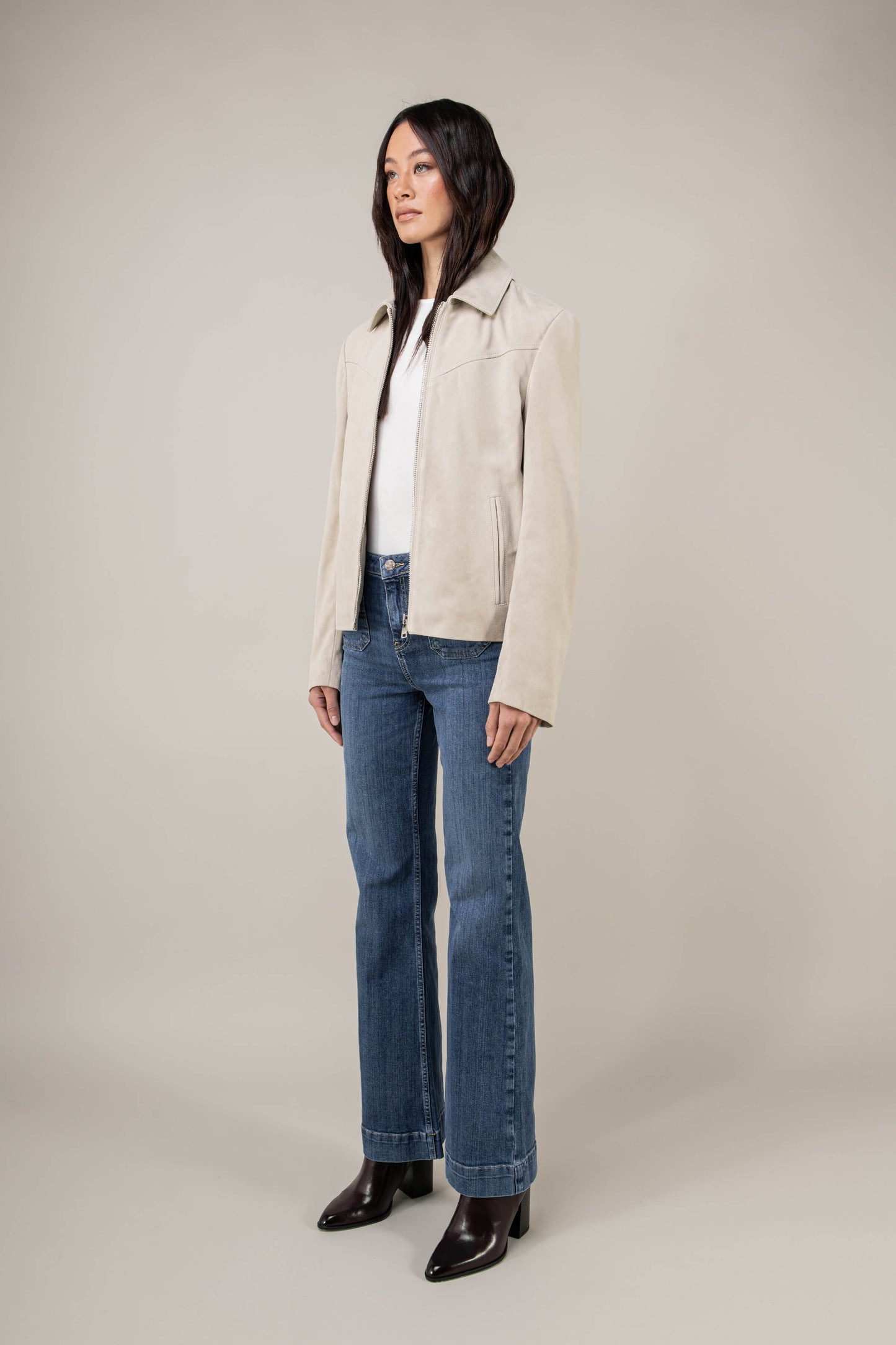 Hendrix: Sandstone Suede Leather Jacket (Woman)