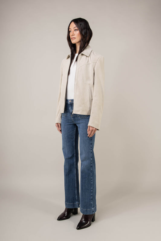 Hendrix: Sandstone Suede Leather Jacket (Woman)