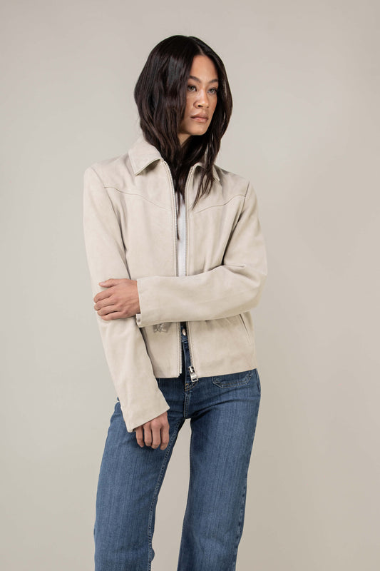 Hendrix: Sandstone Suede Leather Jacket (Woman)