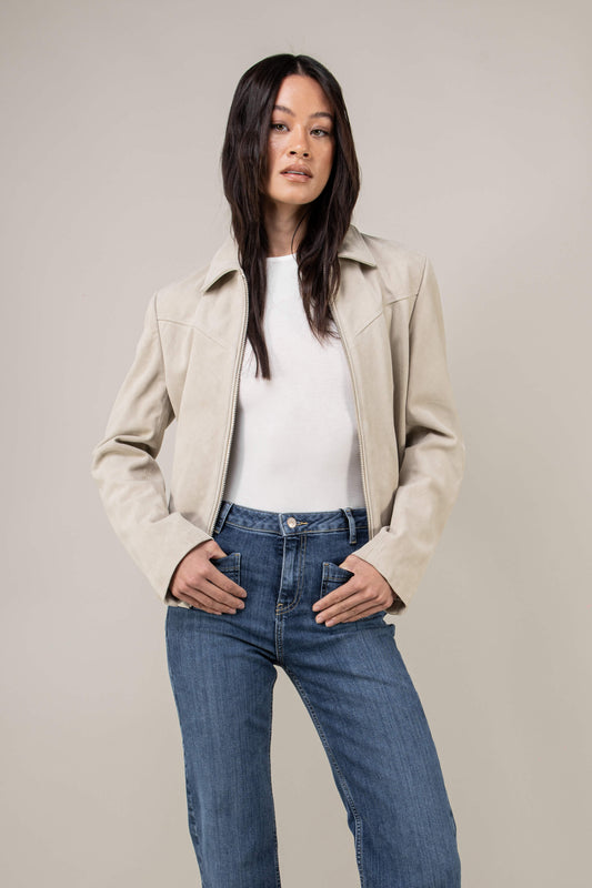 Hendrix: Sandstone Suede Leather Jacket (Woman)