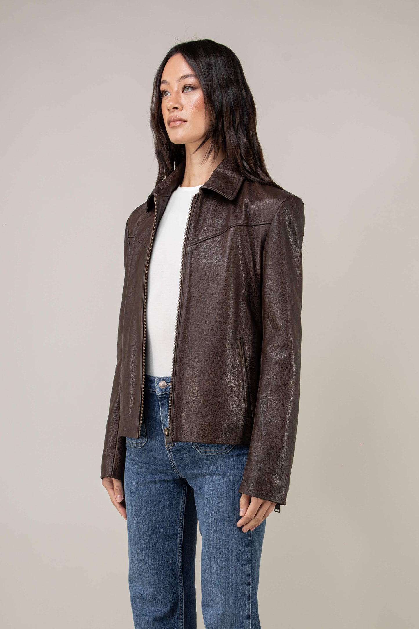 Hendrix: Vintage Brown Leather Jacket (Woman)