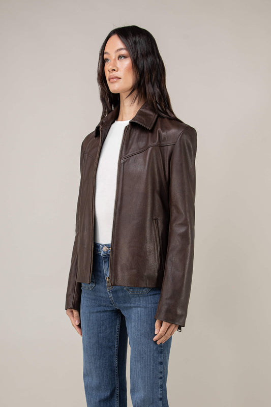 Hendrix: Vintage Brown Leather Jacket (Woman)