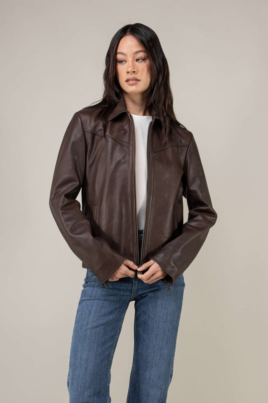 Hendrix: Vintage Brown Leather Jacket (Woman)