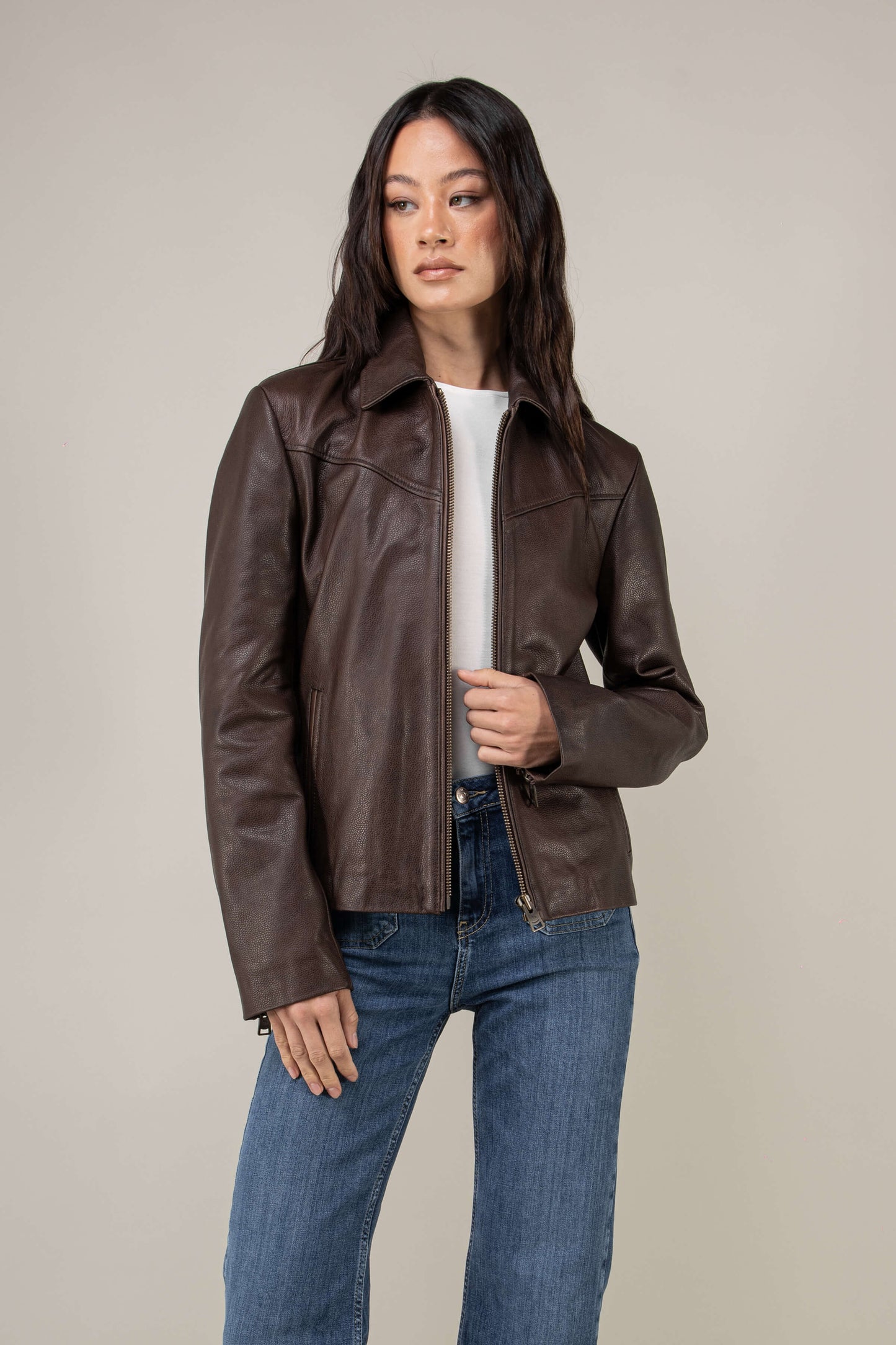 Hendrix: Vintage Brown Leather Jacket (Woman)