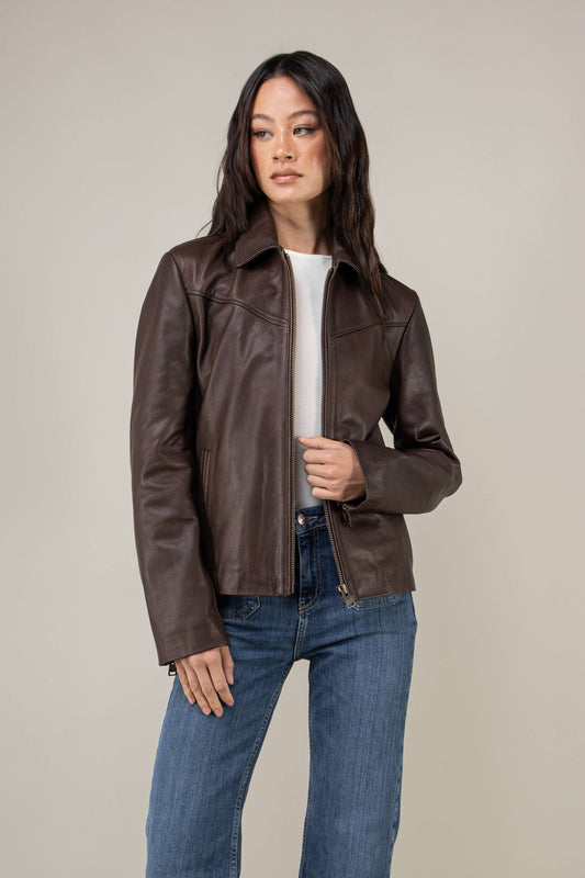 Hendrix: Vintage Brown Leather Jacket (Woman)