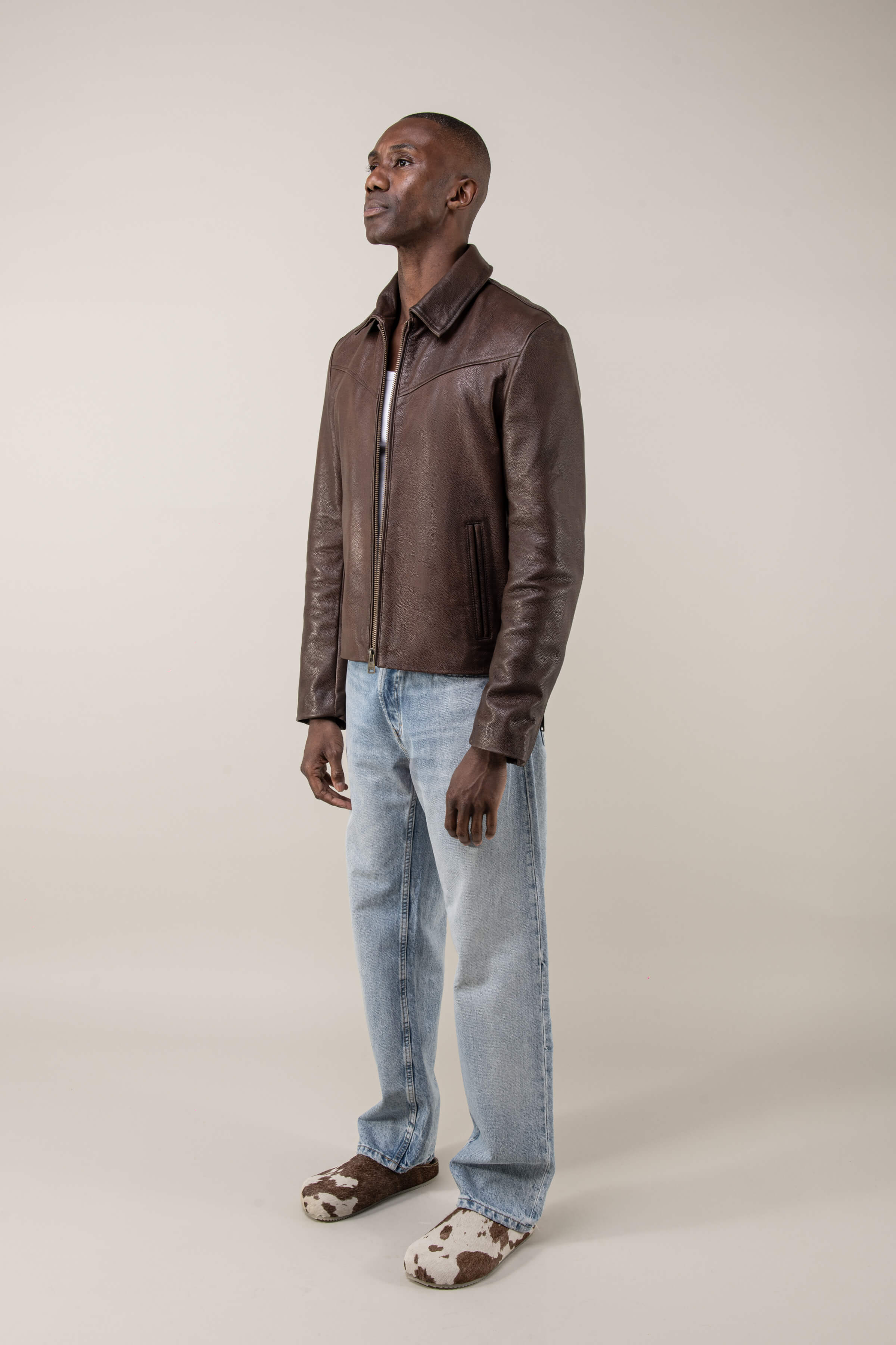 Slim Fit Brown Leather Jacket Hendrix: Vintage Brown Tall – BODA SKINS