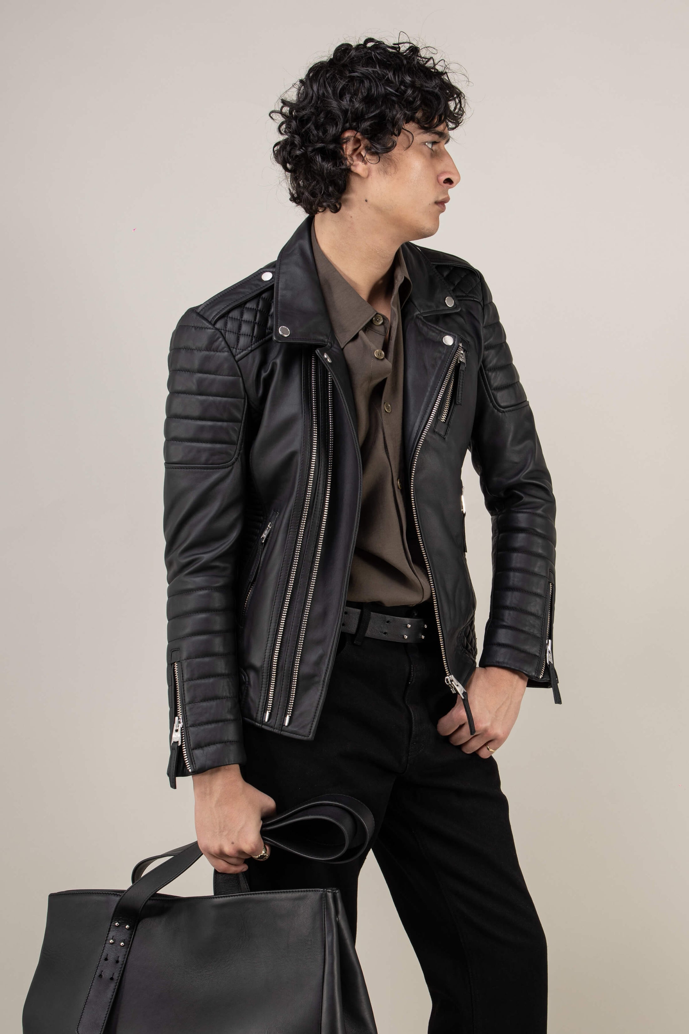 Men's Kay Michaels: Leather Jacket in Black | BODA SKINS