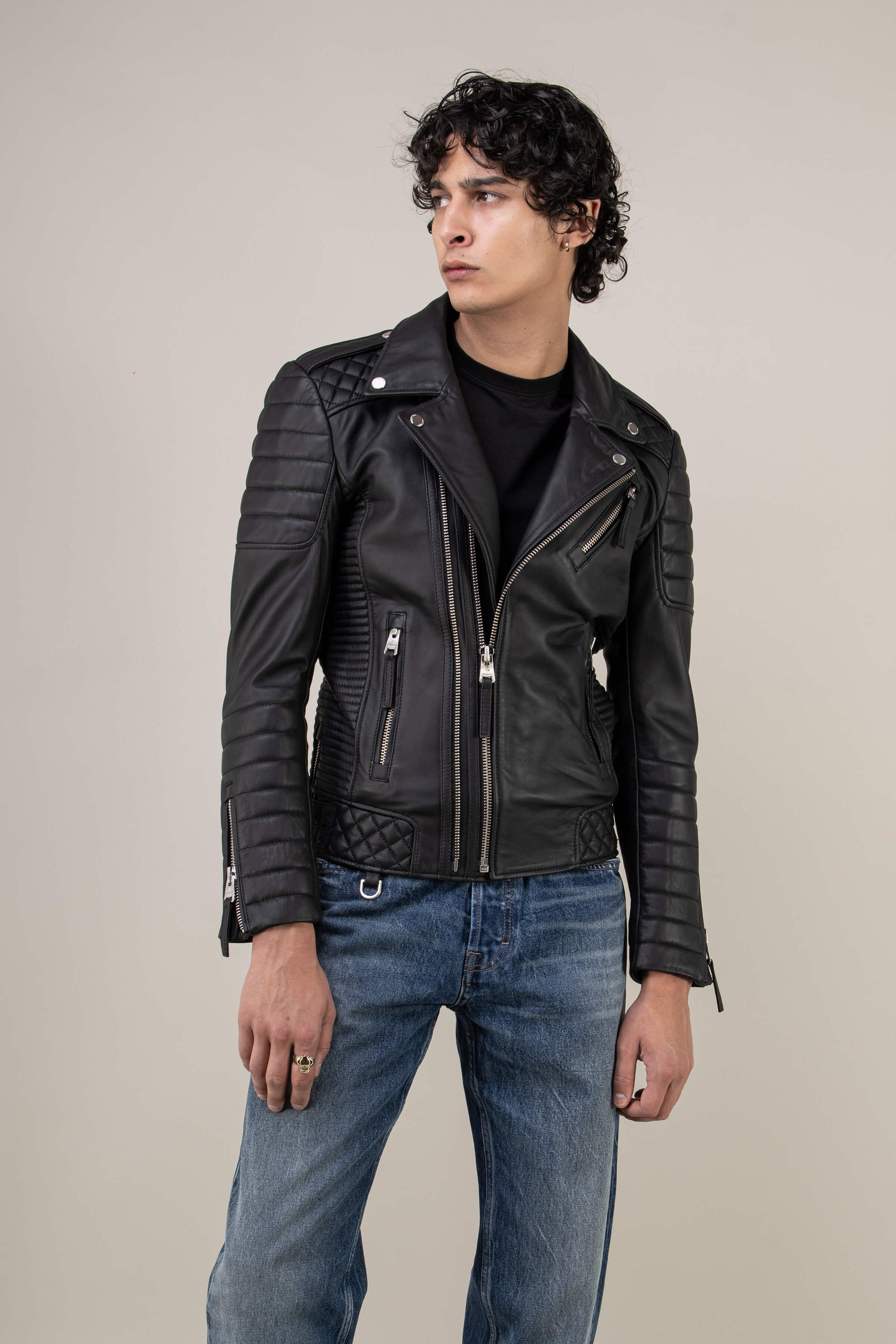 Men's Kay Michaels: Leather Jacket in Black | BODA SKINS