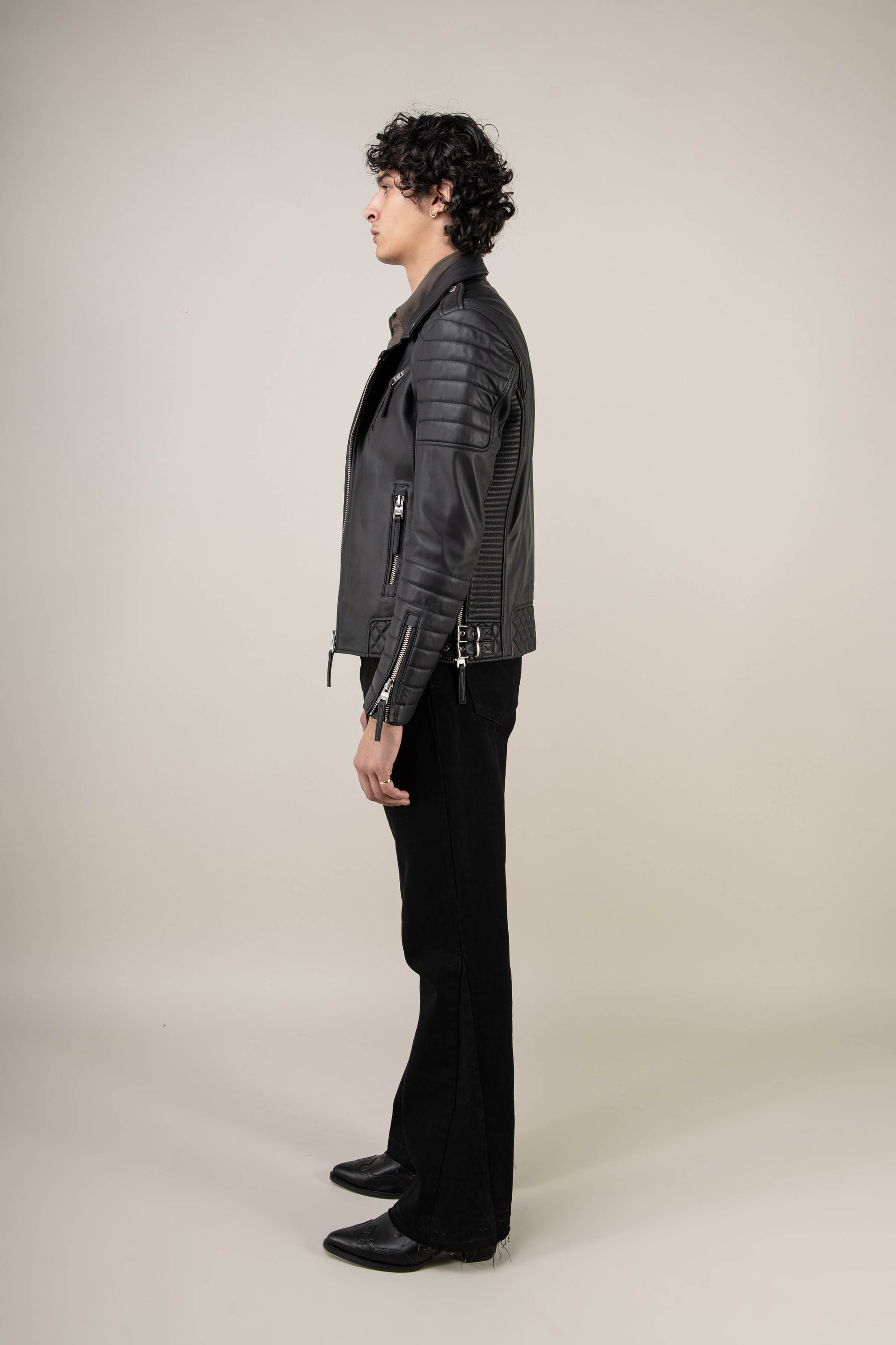 Men's Kay Michaels: Leather Jacket in Black | BODA SKINS