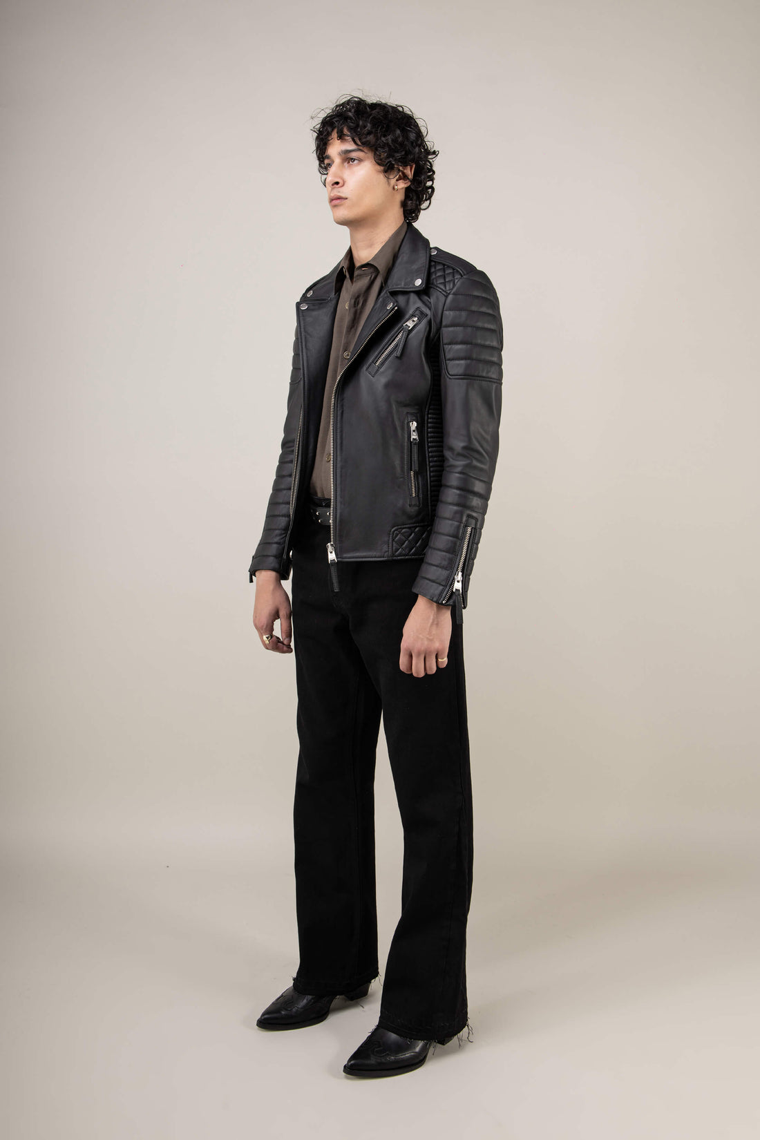 Men's Kay Michaels: Leather Jacket in Black | BODA SKINS