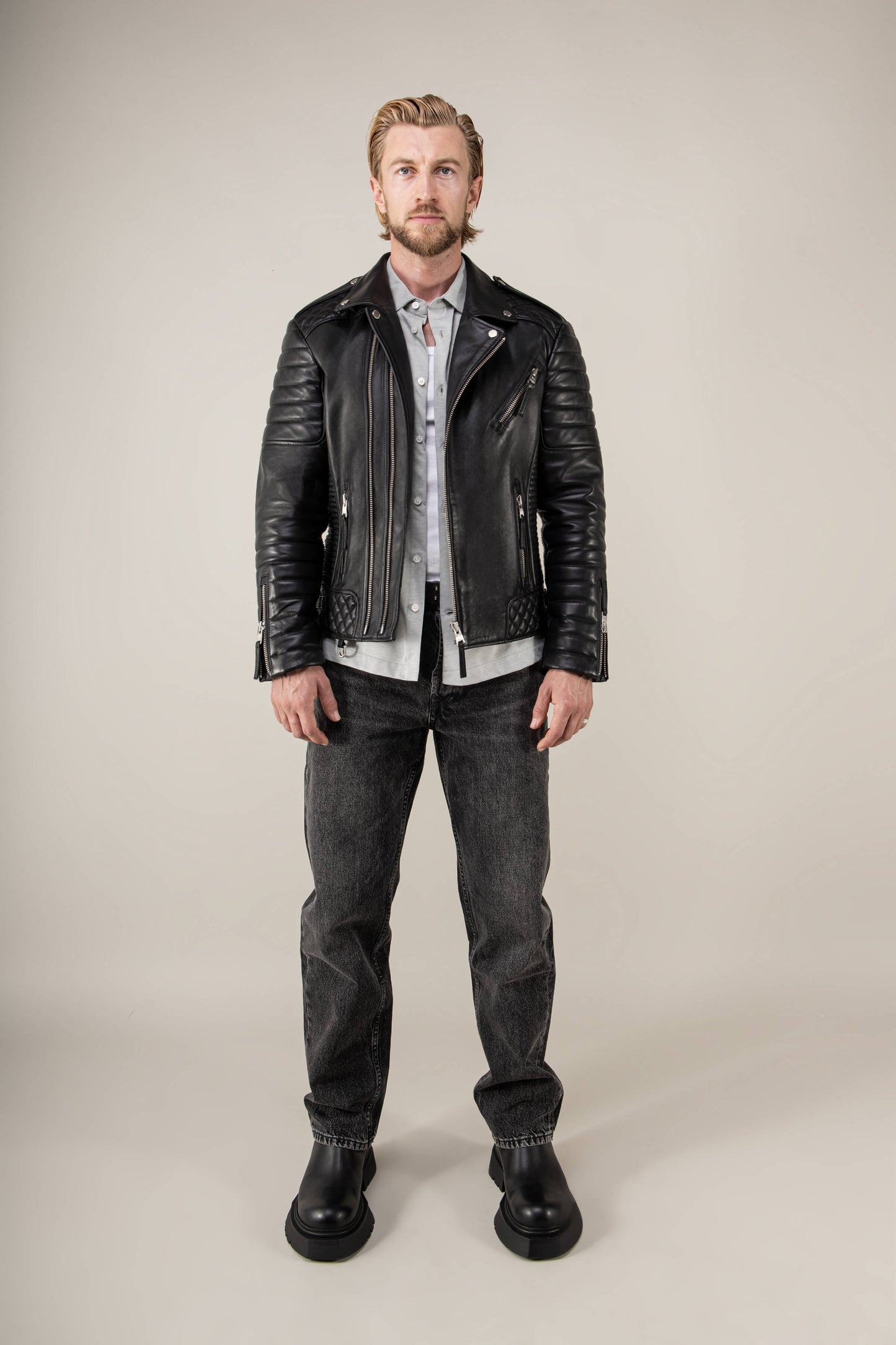 Kay Michaels: V Fit Leather Jacket Tall