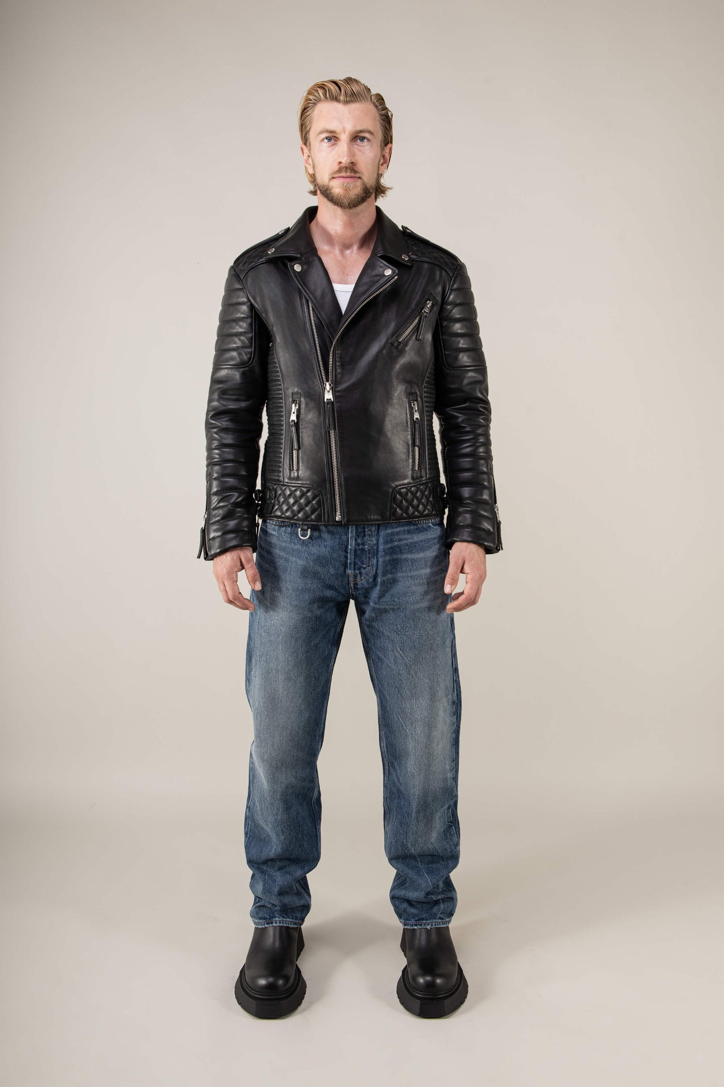 Kay Michaels: V Fit Leather Jacket Tall