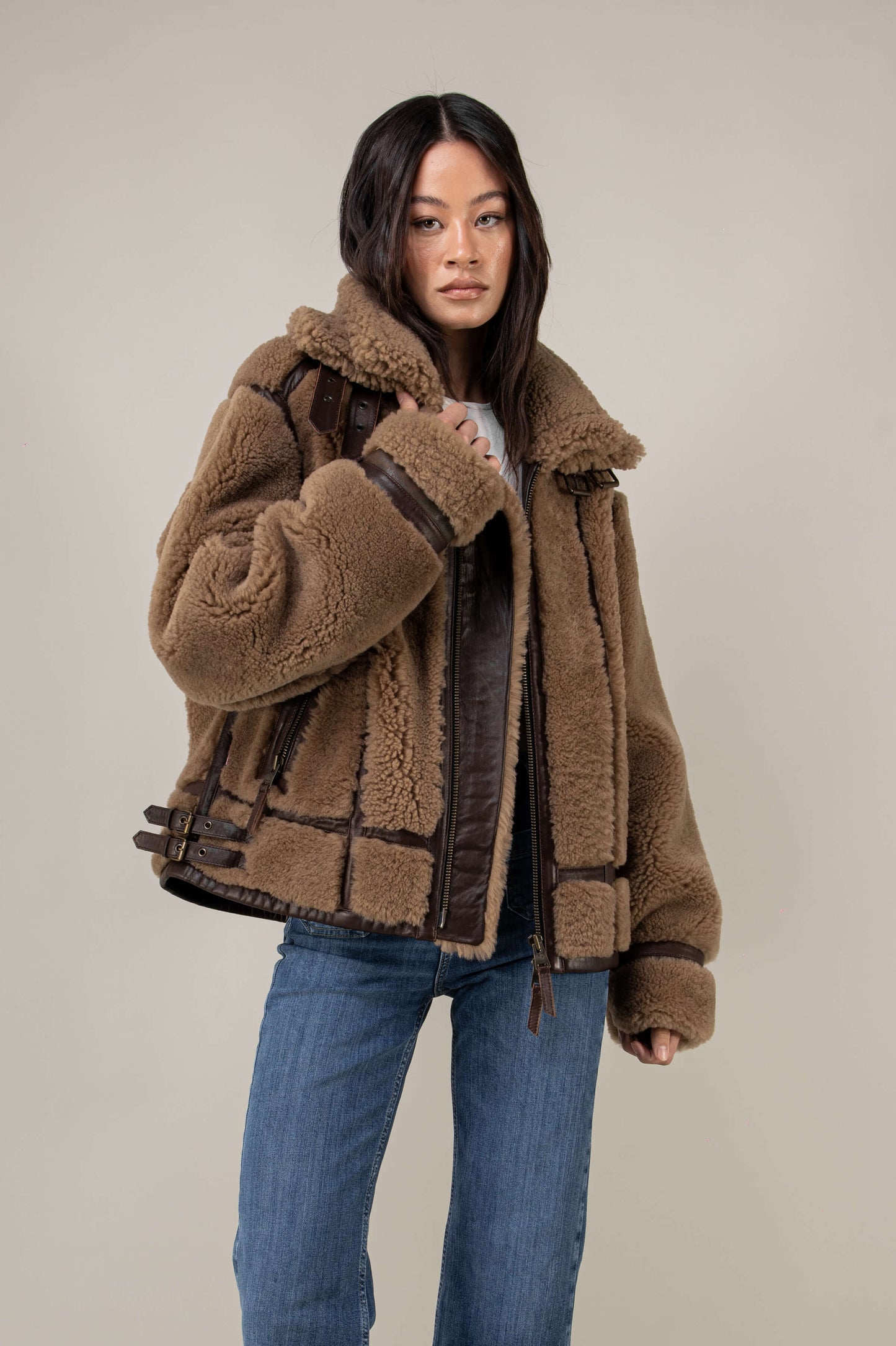 Kodiak Brown Shearling Jacket (Woman)