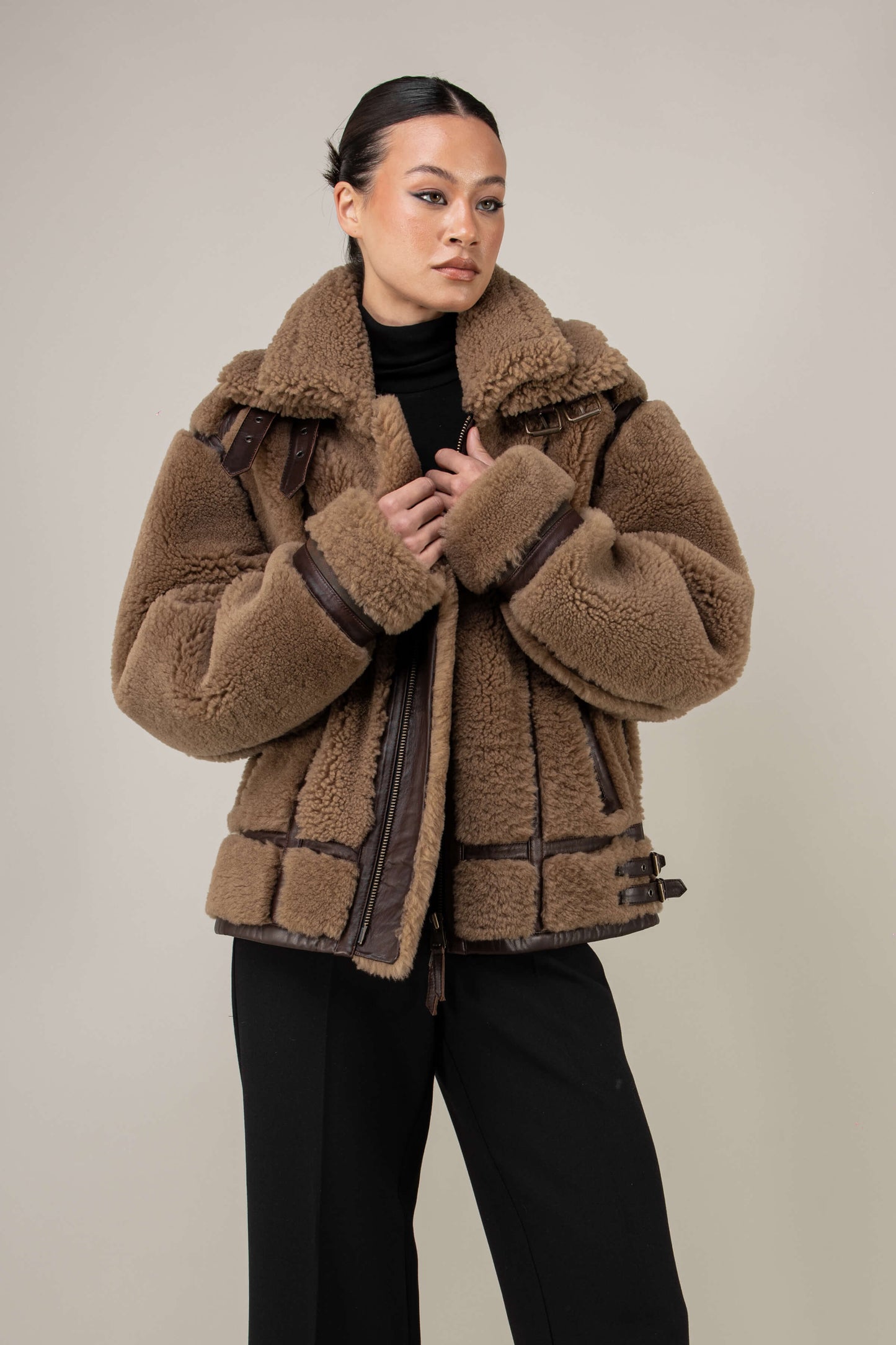 Kodiak Brown Shearling Jacket (Woman)