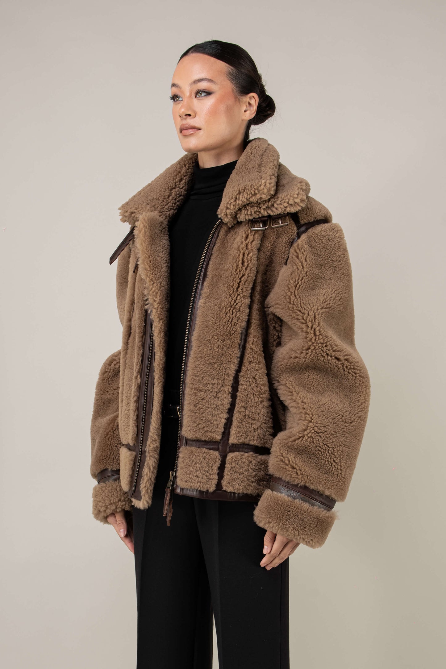 Kodiak Brown Shearling Jacket (Woman)