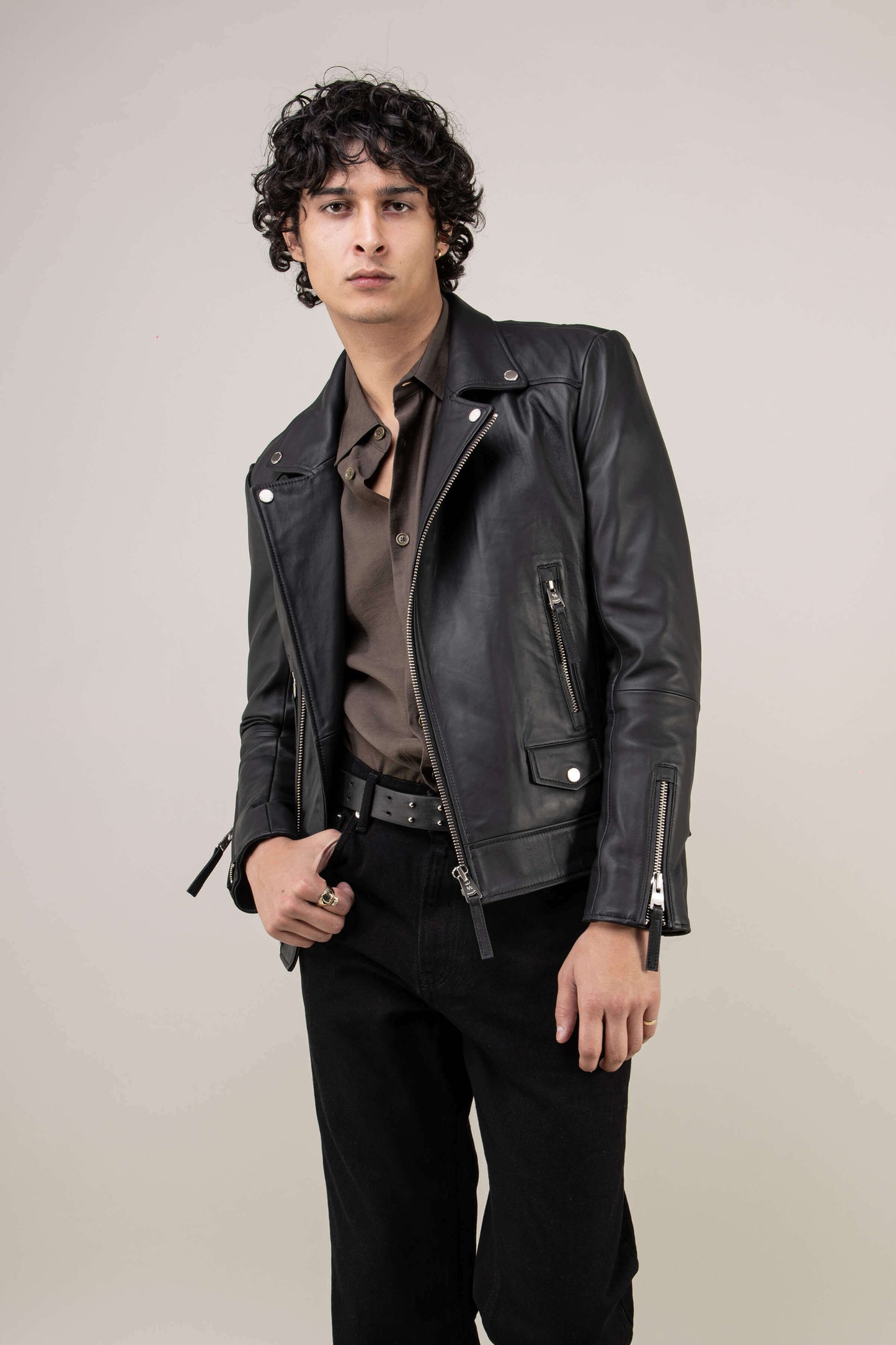 Refined Biker Tall Leather Jacket (Man)