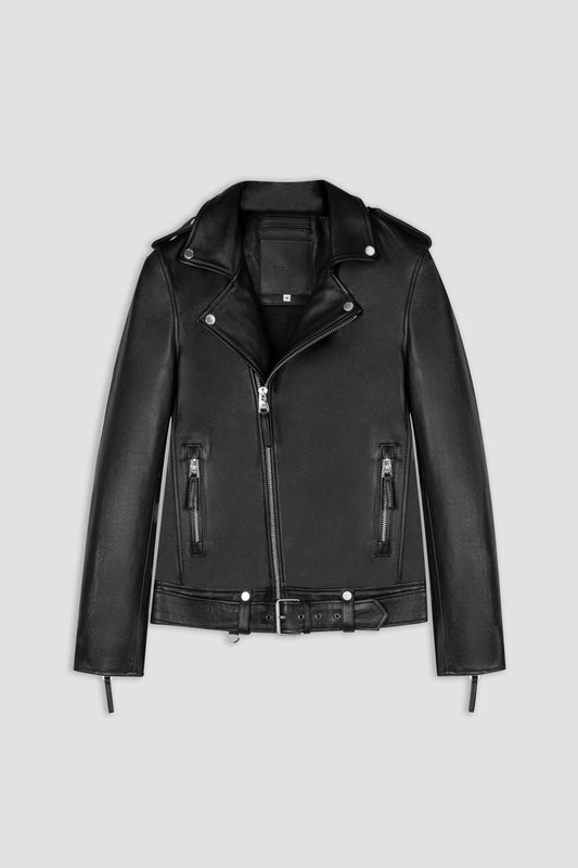 Men's Voyager Black Leather Biker Jacket | BODA SKINS