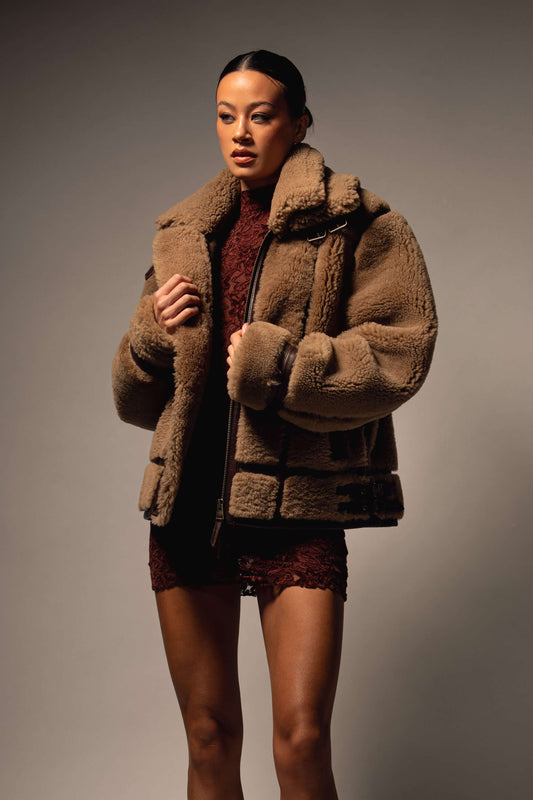 Kodiak Brown Shearling Jacket (Woman)