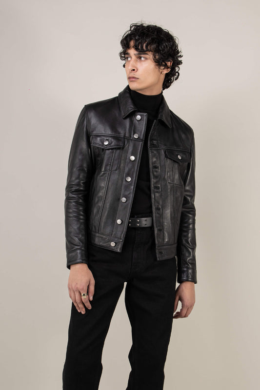 Leather Trucker Jacket Tall