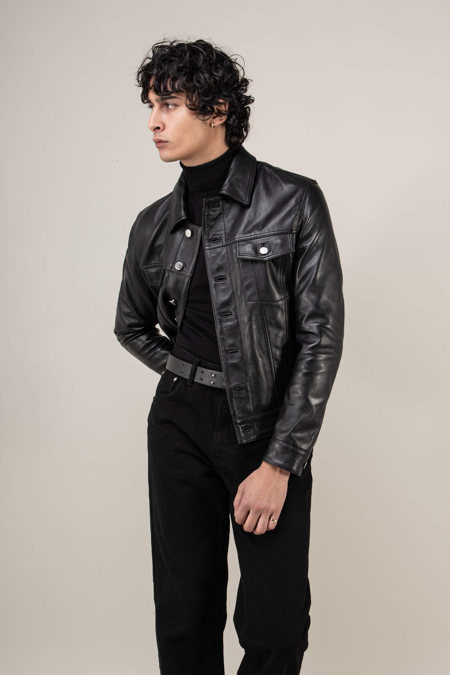 Leather Trucker Jacket Tall
