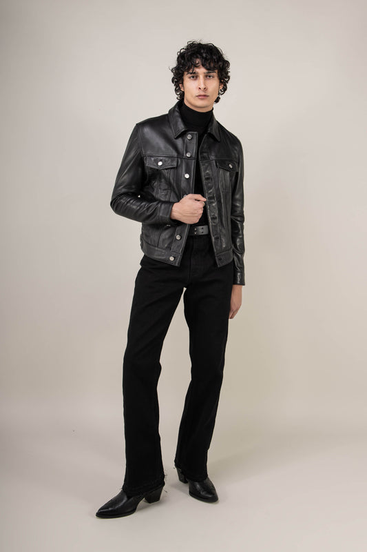 Leather Trucker Jacket Tall