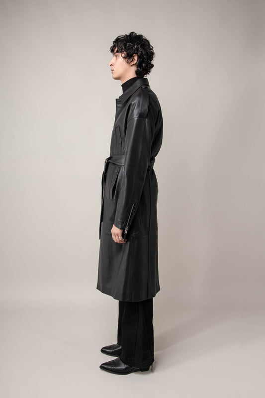 Drop Shoulder Leather Trench (Man)