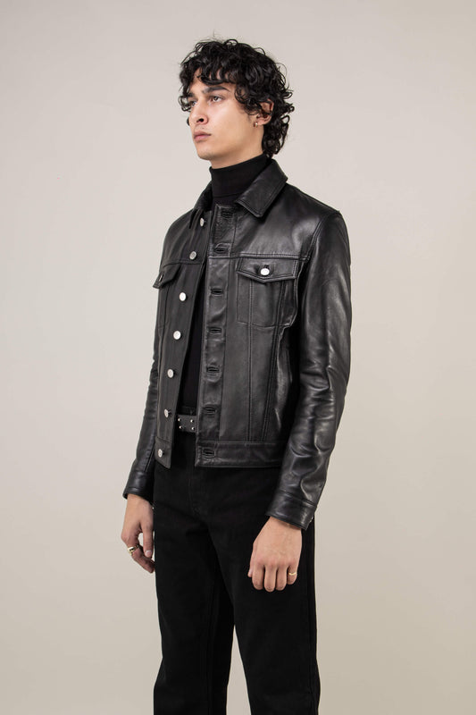 Leather Trucker Jacket Tall