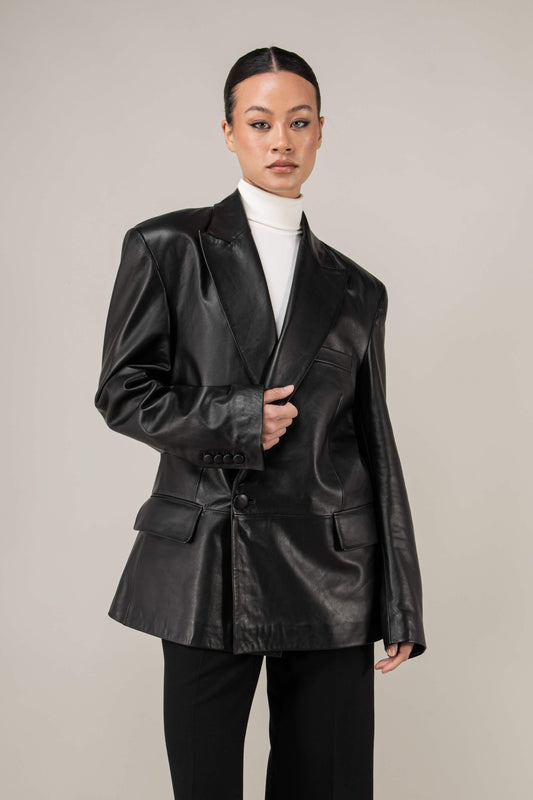 Oversized Leather Blazer (Woman)