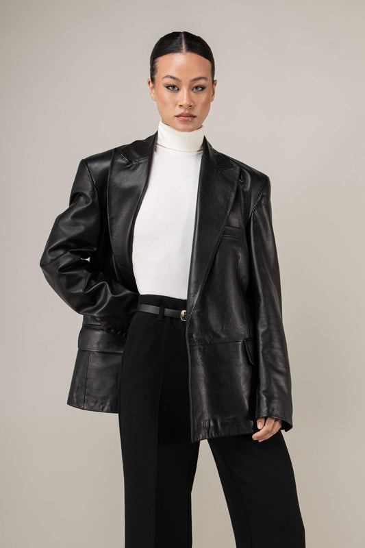 Oversized Leather Blazer (Woman)