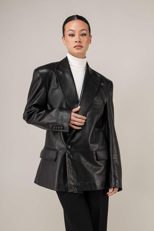 Oversized Leather Blazer (Woman)