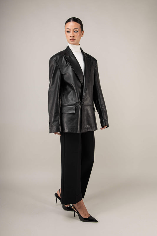 Oversized Leather Blazer (Woman)