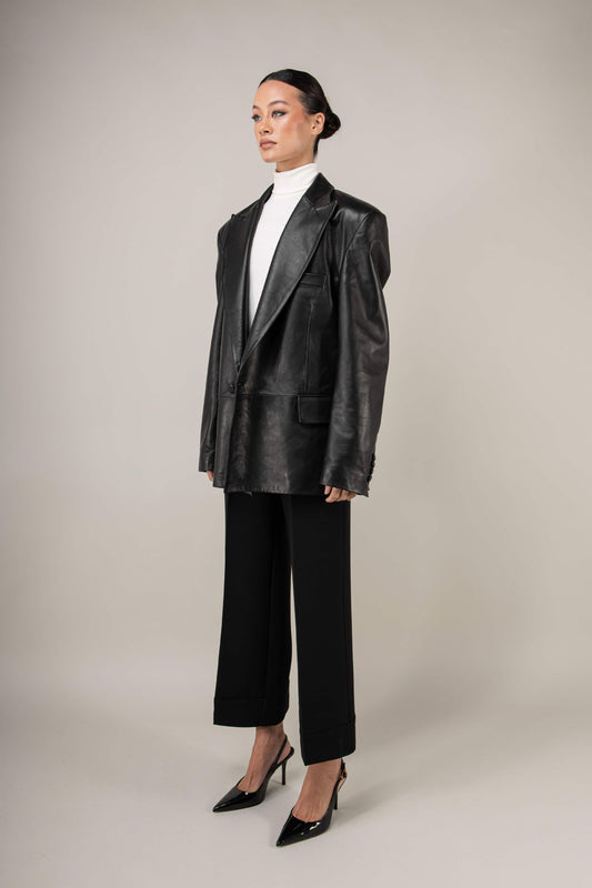 Oversized Leather Blazer (Woman)