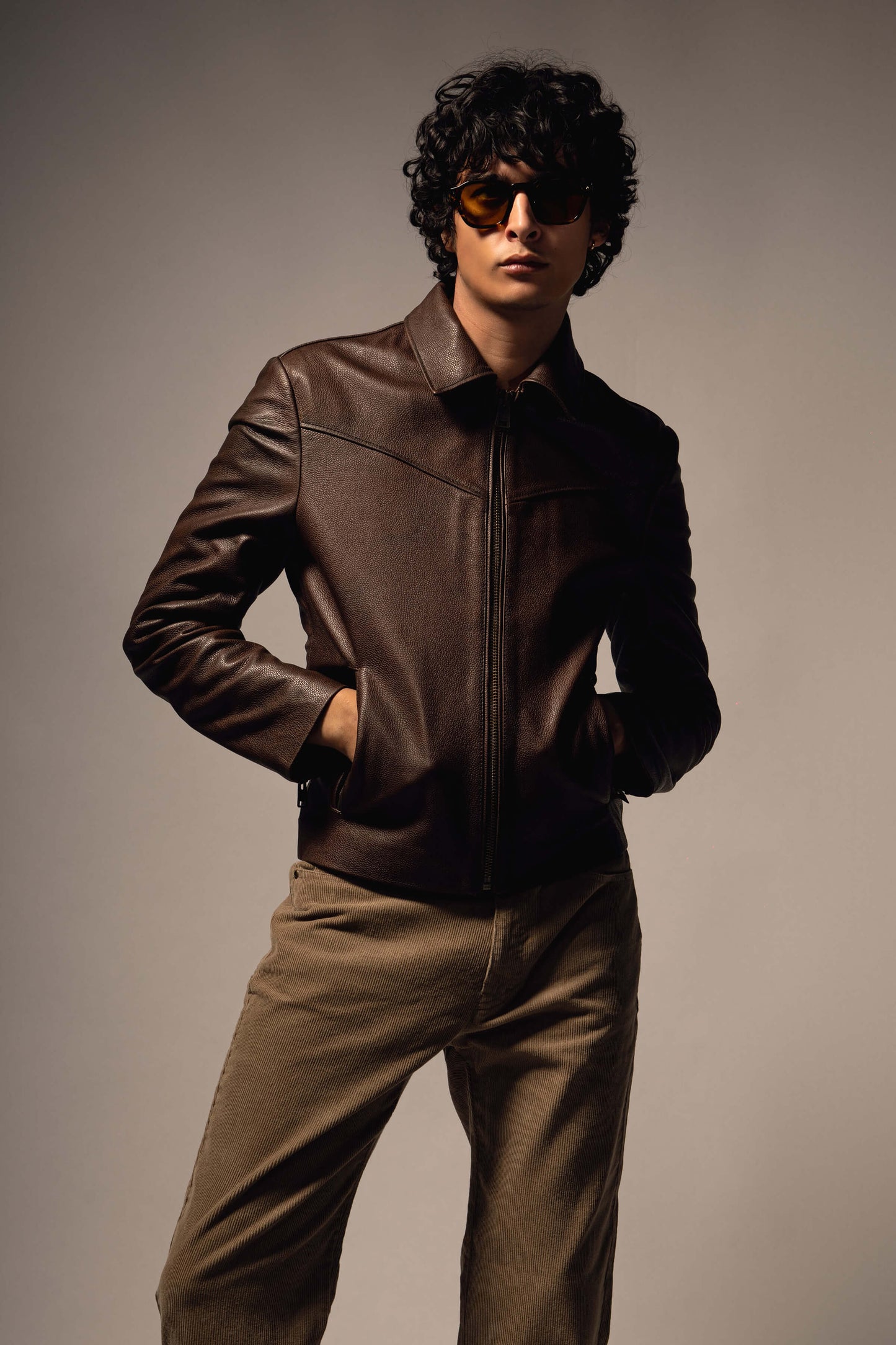 Hendrix: Vintage Brown Leather Jacket Tall