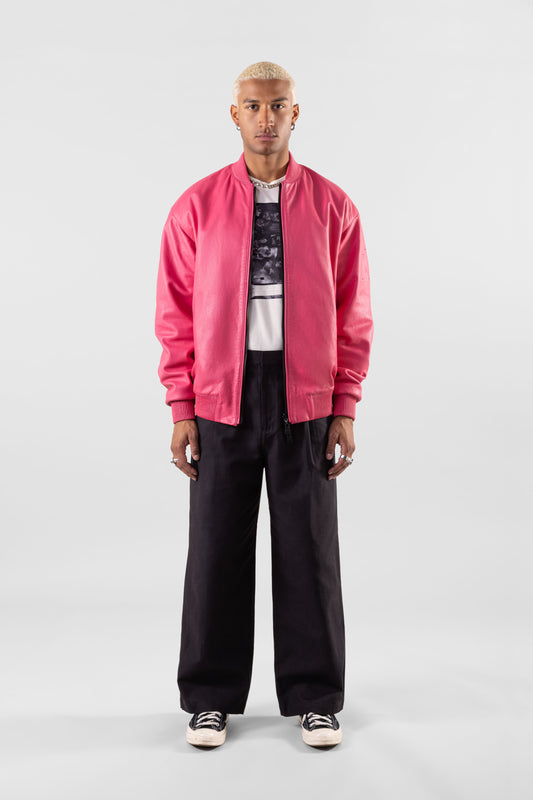 '88 ACID PINK LEATHER BOMBER TALL