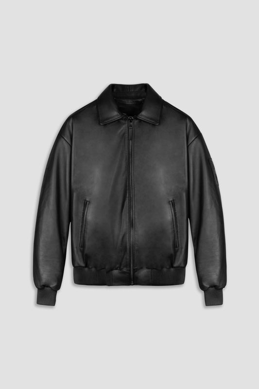 '88 BLACK LEATHER BOMBER TALL