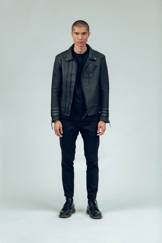 The Alexander Men's Black Leather Biker Jacket | BODA SKINS