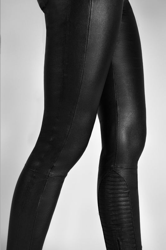 Kay Michaels Leather Leggings - Black